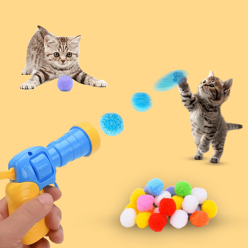 Pets Paradise™ | Plush Ball Shooting Gun Cat Toys